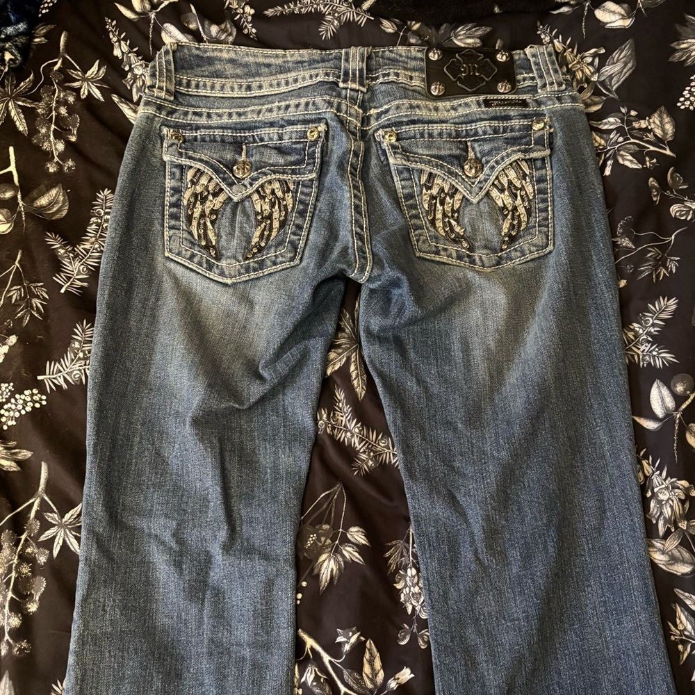 Miss Me Blue Boot Cut Jeans with Silver Accents